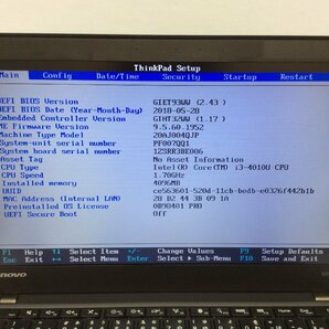 ジャンク/ LENOVO 20AJ004QJP ThinkPad X240s Intel Core i3-4010U メモリ4.1GB HDD500.1GB 【G17445】の画像5