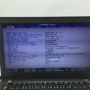 ジャンク/ LENOVO 20HMS0R400 ThinkPad X270 Intel Core i3-7100U メモリ4.1GB NVME256.06GB 【G17776】の画像5