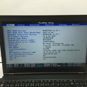 ジャンク/ LENOVO 20JRA01DJP ThinkPad L570 W10DG Intel Core i5-6200U メモリ8.19GB SSD256.06GB 【G17585】の画像5