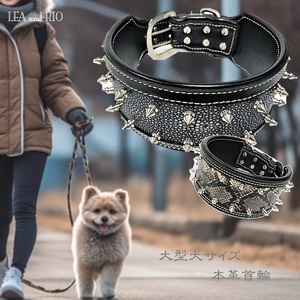  necklace ga Roo car ei leather R38 R43 medium sized dog large dog dog pet color leather original leather studs . pattern python stylish good-looking natural material 