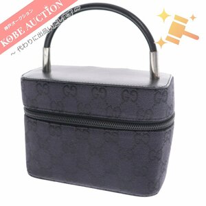 ■ GUCCI グッチ コスメポーチ 化粧ポーチ 039.1051 2684 GGキャンバス レザー ロゴ バニティ レディース ブラック 箱付き