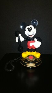Disney ミッキーマウス ANNIVERSARY 75周年記念 黒電話機 (中古品)