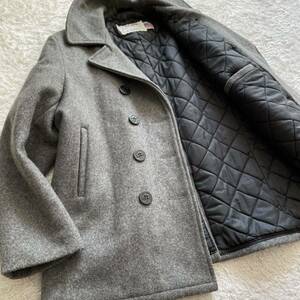 【Schott/ショット】740N PEA JACKET 希少サイズ42/XL相当 Pコート ピーコート メルトンウール グレー 裏地キルティング アメリカ製 USA