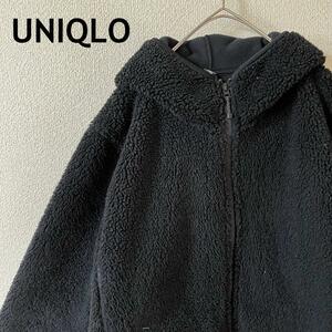 J2UNIQLO ボアフリース　ジップアップパーカー　ジャケット　XLメンズ黒