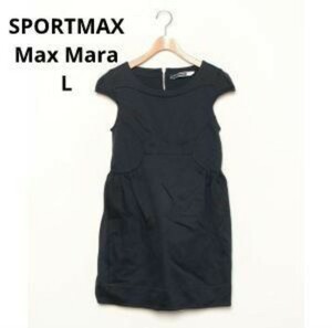 SPORTMAX Max Mara ワンピース L ネイビー 半袖 フレンチスリーブ スポーツマックス マックスマーラ 