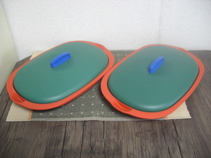 ◆Tupperware/タッパーウエア◆蓋付きトレー・楕円皿◆2点セット◆USED◆