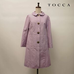 新品未使用 TOCCA トッカ デザインカラー フラワーボタンロングコート トップス レディース 春秋アウター 紫 パープル サイズ0*LC635