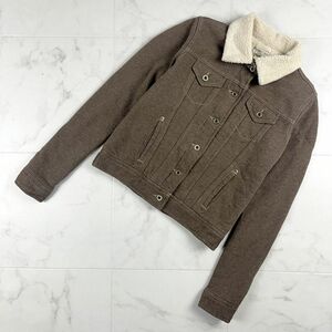 美品 POLO JEANS CO. ポロジーンズカンパニー 襟ボア コットンブルゾンジャケット 背中デザイン レディース アウター 茶色 サイズS*LC106