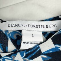 美品 DIANE von FURSTENBERG ダイアンフォンファステンバーグ 総柄 裾フリル長袖ブラウスカットソー トップス レディース 青 サイズ2*LC198_画像5