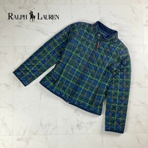 美品 RALPH LAUREN ラルフローレン 中わたジャケット チェック柄 アウター キッズ 子供服 グリーン系 サイズ150*LC1240