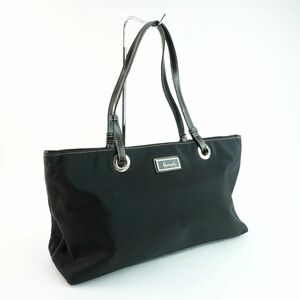 Harrods Harrods handbag silver metal fittings nylon black black @FG4