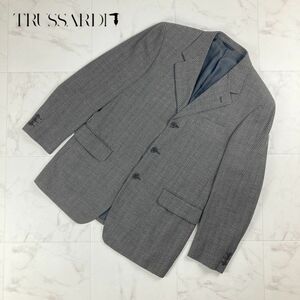  прекрасный товар TRUSSARDI Trussardi "в елочку" три кнопка tailored jacket общий обратная сторона мужской серый размер L*LC246