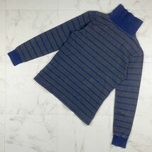 美品 Polo by RALPH LAUREN ポロバイラルフローレン キッズ ボーダー ハイネック長袖カットソー トップス 男の子 グレー サイズ140*LC226_画像4