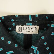 LANVIN ランバン 総柄 襟付き長袖シャツワンピース フロントボタン レディース 紺 ネイビー サイズS*LC291_画像6