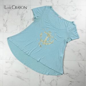 Lois CRAYON ロイスクレヨン フロントプリントTシャツ トップス レディース ライトブルー サイズM*LC1358