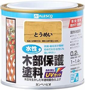 サイズ: 0.2L_とうめい ペンキ 塗料 水性 半透明カラー 木部保護 防虫 防腐 防かび 紫外線 水性木部保護塗料 とうめい