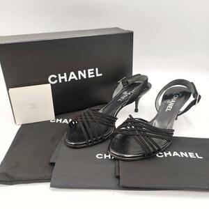 【1円〜】美品■ CHANEL 1246 シャネル レザー サンダル ミュール 靴 シューズ ブラック サイズ37 24cm相当