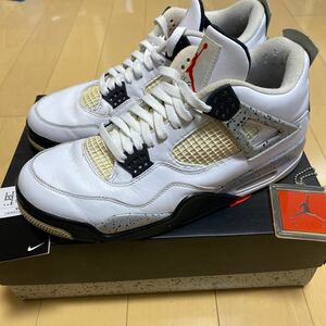 【中古】NIKE AIR JORDAN 4 RETRO OG WHITE CEMENT ナイキ エアジョーダン 4 セメント840606-192 US10.5 28.5cm ジョーダン