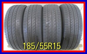 ■中古タイヤ■ 185/55R15 82V YOKOHAMA BluEarth パッソ フィット デミオ トール等 夏タイヤ オンロード 激安　送料無料　B167