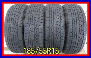 ■中古タイヤ■ 185/55R15 82Q YOKOHAMA ice GUARD IG60 パッソ フィット デミオ トール等 冬タイヤ スタッドレス 激安　送料無料　B191