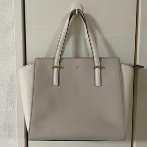 kate spade　ケイトスペード　レザーハンドバッグ　ベージュ＆ホワイト