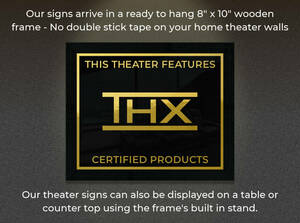 Framed 8" x 10" Home Theater / Cinema Sign - THX Certified Products 海外 即決