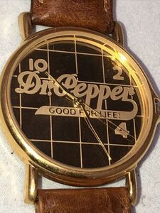 Vintage Dr Pepper Logo Watch Leather Need New Battery 海外 即決