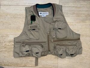 Vtg Columbia Performance Fishing Gear Vest, Zip Pockets, Knit Neckline, Size XL 海外 即決