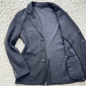 未使用級 極美品!!!アルマーニコレッツォーニ『王家の紋章』ARMANI COLLEZIONI テーラードジャケット 48 XL ストレッチ◎総柄 グレー 冬 春