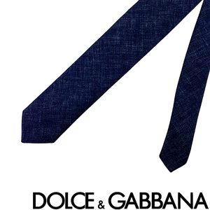 DOLCE&GABBANA necktie brand Dolce & Gabbana linen navy [.. width :6cm]gt149e-humhj-s8280