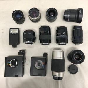 【中古ジャンク品/12-3】Nikon SPEEDLIGHT SB-15、ストロボ、MINOLTA AF LENS、OSAWA、SIGMA、Tokina、レンズ、まとめて13点セット