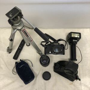 【中古ジャンク品/1-15】Nikomat一眼レフカメラ、Velbon HG-4三脚、Tokina SDレンズ、National3066Gストロボまとめて出品