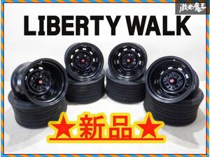 新品 BRE LIBERTY WALK リバティーウォーク LB T-2 ホイール 14インチ 12J -47 PCD114.3 4穴 深リム 4本 旧車 タイヤ付 ★ 棚2I8