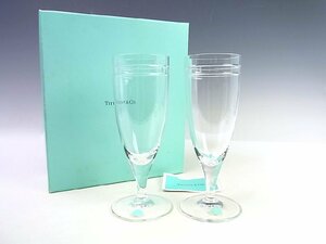 ◆未使用に近い◆TIFFANY&CO.◆アトラスピルスナー シャンパングラス 2客◆ティファニー専用BOX付◆高さ約20cm◆