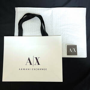 未使用 アルマーニエクスチェンジ A|X Armani Exchange 白 ショッパー ロゴ包装紙 ロゴシール セット ショップ袋 アルマーニ 正規品