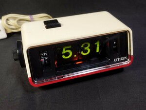 ★極美品 CITIZEN NO.5RD025 シチズン デジタル パタパタ 目覚まし 置時計 リズム 時計 白 赤 動作品 当時物 昭和レトロ家電 現状品 日本製