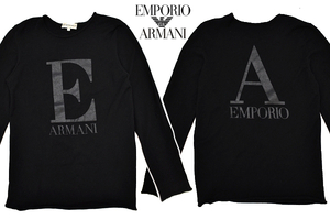 Y-7093★送料無料★EMPORIO ARMANI エンポリオアルマーニ★正規品 イタリア製 EAロゴ ブラック黒 長袖 ニット セーター 52