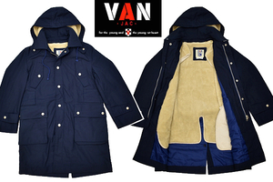 A-4653★VAN JACKET BOYS ヴァンヂャケット ボーイズ★ネイビー紺 フード ボアライナー付き フィールド コート 身長165cm-胸囲81cm