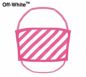 ★送料無料★新品★Off-White(オフホワイト)/フェイスマスク/ユニセックス/男女兼用 /ピンク×ホワイト/ストライプ