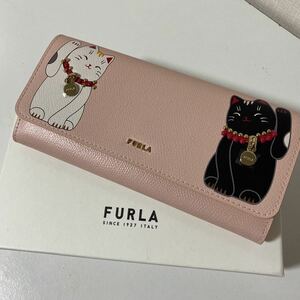 ★新品★定価53,900円★FURLA(フルラ)/アジア限定/LITTLE CATS CONTINENTAL WALLET/長財布/ロングウォレット/招き猫/本革レザー/ピンク系