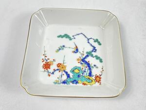 【福蔵】角皿 色絵 柿右衛門 小皿 径14.7cm