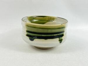 【福蔵】織部焼 茶碗 在銘 ◯峰 茶道具 径11.7cm