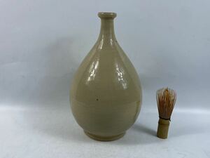 【福蔵】李朝 徳利 青磁 花瓶 朝鮮 古玩 古美術 高27cm