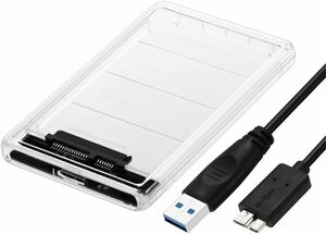 透明な 2.5インチ HDDケース USB 3.0接続 SATA対応 HDD/SSD 外付け ドライブ ケース ネジ&工具不要 簡単着脱 Windows/Mac/Linux等適用