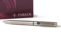 N14424 美品 PARKER パーカー ボールペン イングランド製 シルバー ノック式 筆記未確認 筆記具 文房具_画像1