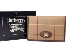 N14839 新品未使用 BURBERRY LONDON バーバリー カードケース ヴィンテージ パスケース 名刺入れ 定期入れ ブラウン×ベージュ チェック柄 