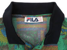 11247 美品 FILA フィラ 花 フラワープリント ボタニカル ロゴ刺繍 半袖 ポロシャツ ビヨンボルグ 50 緑 紺 メンズ 夏物 伊製 ヴィンテージ_画像4