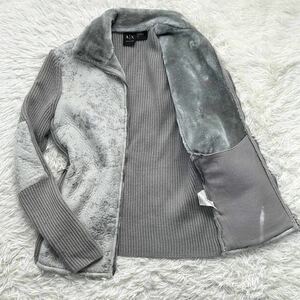 ●最高級の逸品●ARMANI EXCHANGE アルマーニ エクスチェンジ ニット ジャケット ブルゾン アウター 上着 エルボーパッチ メンズ グレー