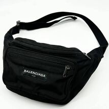 1円●高級●BALENCIAGA バレンシアガ エクスプローラー ボディバッグ ウエストポーチ ショルダーバッグ キャンバス 斜め掛け可 黒 ブラック_画像1