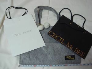 美品　ショップ袋3点　★★CECIL McBEE★★トートバッグ 　グレーカラーのフエルト素材　送料230円